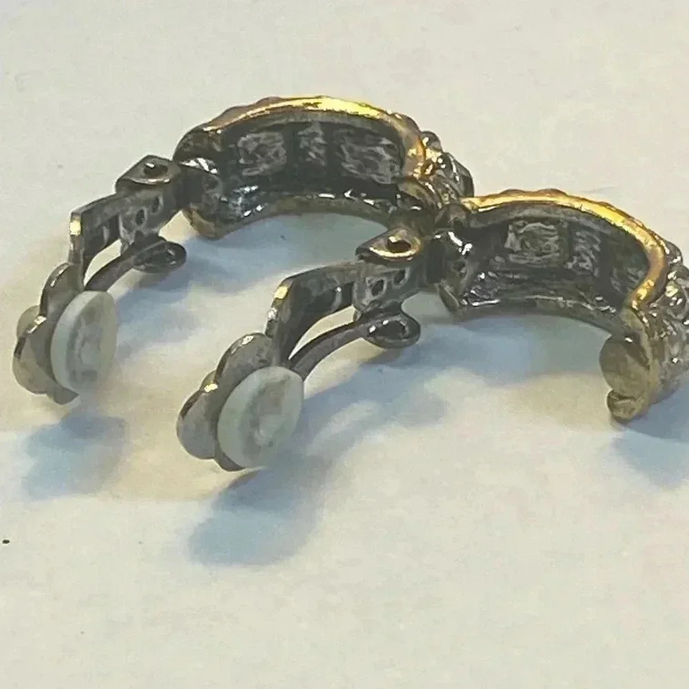 COPY - SILVER GOLD AND LIME GREEN STONES - CLIP ON EARRINGS - Picture 7 of 12